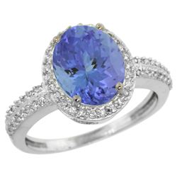 Natural 2.56 ctw Tanzanite & Diamond Engagement Ring 10K White Gold - REF-79G3M