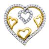 Image 1 : 0.20 CTW Diamond Nested Heart Love Pendant 10KT Yellow Gold - REF-19M4H