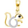 Image 1 : 0.05 CTW Diamond Squirrel Critter Pendant 10KT Yellow Gold - REF-8N9F