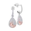 Image 1 : 0.40 CTW Diamond Teardrop Rose-tone Butterfly Dangle Earrings 10KT White Gold - REF-41H9M