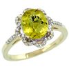 Image 1 : Natural 1.85 ctw Lemon-quartz & Diamond Engagement Ring 14K Yellow Gold - REF-38F3N