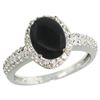 Image 1 : Natural 1.95 ctw Onyx & Diamond Engagement Ring 14K White Gold - REF-39X2A