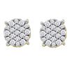 Image 1 : 0.52 CTW Pave-set Diamond Flower Cluster Earrings 14KT Yellow Gold - REF-57X2Y