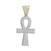Image 1 : 1.5 CTW Mens Diamond Ankh Cross Charm Pendant 10KT Yellow Gold - REF-101X9Y