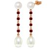 Image 1 : Genuine 11 ctw Pearl & Ruby Earrings Jewelry 14KT Rose Gold - REF-31V4W