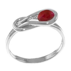 Genuine 0.65 ctw Ruby Ring Jewelry 14KT White Gold - REF-49R6P