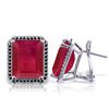 Image 1 : Genuine 14.9 ctw Ruby & Black Diamond Earrings Jewelry 14KT White Gold - REF-201T5A