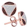 Image 1 : 0.25 CTW Red Color Diamond Circle Cluster Stud Earrings 10KT Rose Gold - REF-30K2W