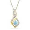 Image 1 : 0.72 CTW Blue Topaz Solitaire Diamond Pendant 10KT Yellow Gold - REF-16H4M