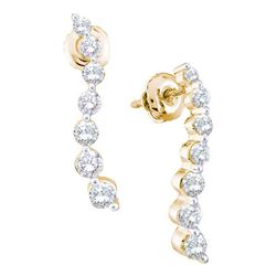 1 CTW Diamond Graduated Journey Screwback Earrings 14KT Yellow Gold - REF-89X9Y