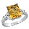 Image 1 : Natural 2.86 ctw whisky-quartz & Diamond Engagement Ring 10K White Gold - REF-52A7V
