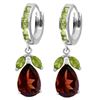 Image 1 : Genuine 14.3 ctw Garnet & Peridot Earrings Jewelry 14KT White Gold - REF-93X3M