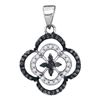 Image 1 : 0.25 CTW Black Color Diamond Cluster Pendant 10KT White Gold - REF-14M9H