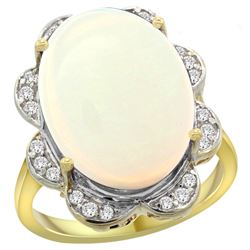 Natural 13.83 ctw opal & Diamond Engagement Ring 14K Yellow Gold - REF-131H4W