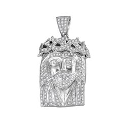 0.60 CTWMens Diamond Jesus Christ Messiah Charm Pendant 10KT White Gold - REF-86W2K