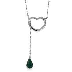 Genuine 3.3 ctw Emerald Necklace Jewelry 14KT White Gold - REF-37F4Z