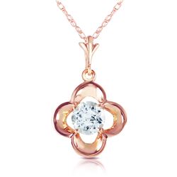 Genuine 0.55 ctw Aquamarine Necklace Jewelry 14KT Rose Gold - REF-20H9X