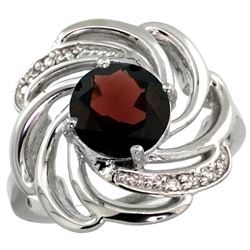 Natural 2.25 ctw garnet & Diamond Engagement Ring 14K White Gold - REF-58V9F