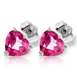 Genuine 3.25 ctw Pink Topaz Earrings Jewelry 14KT White Gold - REF-20P4H