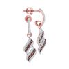 Image 1 : 0.33 CTW Red Color Diamond Cascade Ribbon Dangle Earrings 10KT Rose Gold - REF-36W2K