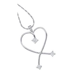 0.04 CTW Diamond Heart Pendant 10KT White Gold - REF-7F4N