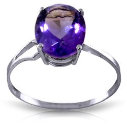 Genuine 2.2 ctw Amethyst Ring Jewelry 14KT White Gold - REF-27Z8N