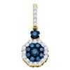 Image 1 : 0.50 CTWBlue Color Diamond Cluster Pendant 10KT Yellow Gold - REF-26K9W