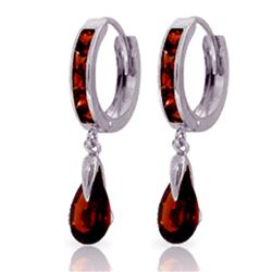 Genuine 4.3 ctw Garnet Earrings Jewelry 14KT White Gold - REF-53W8Y