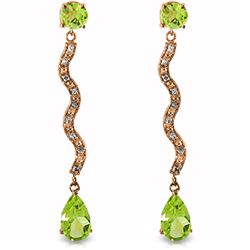 Genuine 4.35 ctw Peridot & Diamond Earrings Jewelry 14KT Rose Gold - REF-62N3R