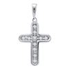Image 1 : 0.10 CTW Diamond Cross Pendant 10KT White Gold - REF-10F5N