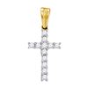Image 1 : 0.25 CTW Diamond Cross Pendant 10KT Yellow Gold - REF-14Y9X