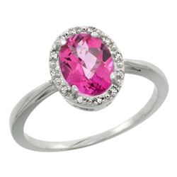 Natural 1.22 ctw Pink-topaz & Diamond Engagement Ring 10K White Gold - REF-20V3F