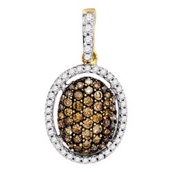 0.51 CTW Brown Color Diamond Oval Pendant 10KT Yellow Gold - REF-22X4Y