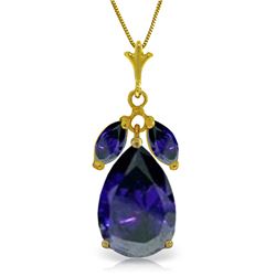 Genuine 5.15 ctw Sapphire Necklace Jewelry 14KT Yellow Gold - REF-53X2M