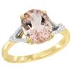 Image 1 : Natural 2.91 ctw Morganite & Diamond Engagement Ring 10K Yellow Gold - REF-48H6W