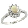 Image 1 : Natural 0.47 ctw Opal & Diamond Engagement Ring 14K White Gold - REF-48M2H