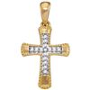 Image 1 : 0.10 CTW Diamond Small Cross Pendant 10KT Yellow Gold - REF-10F5N