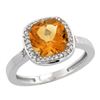 Image 1 : Natural 3.94 ctw Citrine & Diamond Engagement Ring 14K White Gold - REF-38W3K
