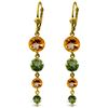 Image 1 : Genuine 7.8 ctw Citrine & Peridot Earrings Jewelry 14KT Yellow Gold - REF-46Y3F