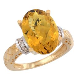 Natural 5.53 ctw Whisky-quartz & Diamond Engagement Ring 10K Yellow Gold - REF-42R3Z