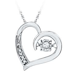 0.04 CTW Diamond Heart Love Twinkle Moving Pendant 10KT White Gold - REF-12K8W