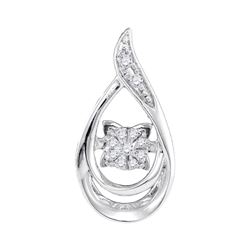 0.06 CTW Diamond Solitaire Teardrop Pendant 10KT White Gold - REF-13N4F