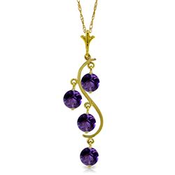 Genuine 2.25 ctw Amethyst Necklace Jewelry 14KT Yellow Gold - REF-30K2V