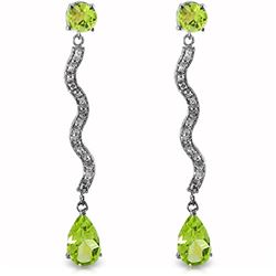 Genuine 4.35 ctw Peridot & Diamond Earrings Jewelry 14KT White Gold - REF-62M3T