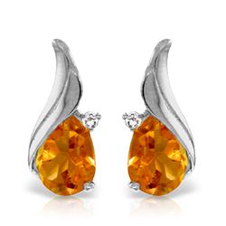 Genuine 3.26 ctw Citrine & Diamond Earrings Jewelry 14KT White Gold - REF-52T7A