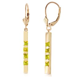 Genuine 0.70 ctw Peridot Earrings Jewelry 14KT Yellow Gold - REF-55A2K