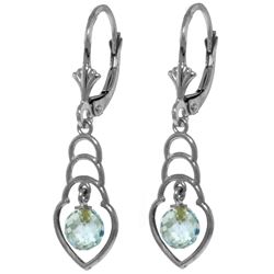 Genuine 1.25 ctw Blue Topaz Earrings Jewelry 14KT White Gold - REF-25A6K