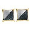 Image 1 : 0.32 CTW Mens Blue Color Diamond Square Kite Cluster Earrings 10KT Yellow Gold - REF-19M4H