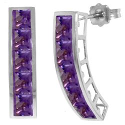 Genuine 4.5 ctw Amethyst Earrings Jewelry 14KT White Gold - REF-38X5M