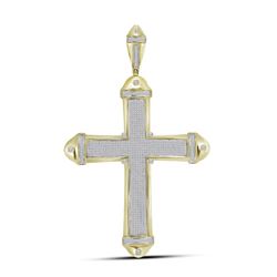 1.56 CTW Mens Pave-set Diamond Cross Crucifix Charm Pendant 10KT Yellow Gold - REF-157W5K